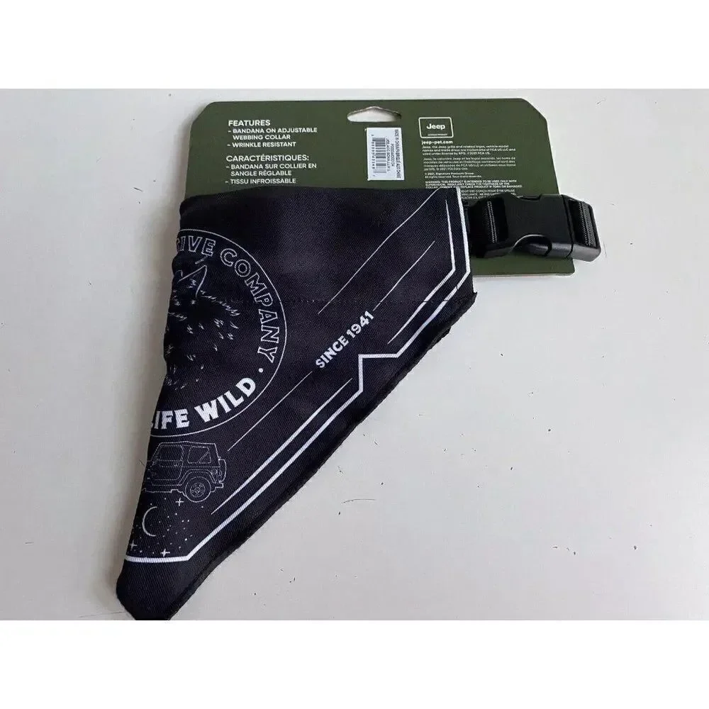 Jeep Backroads Mountains Bandana Dog Collar Black Large Dog‎ 18-26” NEW